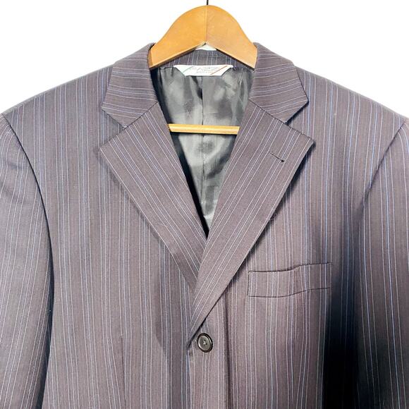 Riccardo Fazzi Wool Suit Coat JAcket Pinstripe Career Formal Event Italy - 42R - Picture 2 of 4